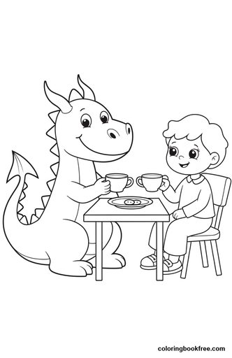 Dragon friend, a free Stories coloring page for Kids