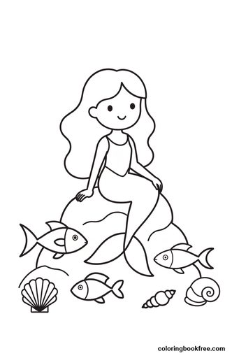 Mermaid cove, a free Stories coloring page for Kids