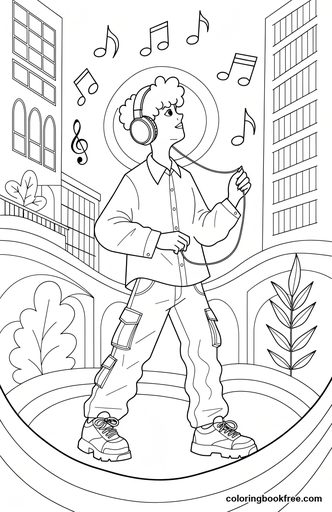 Music headphones, a free People coloring page for Teens
