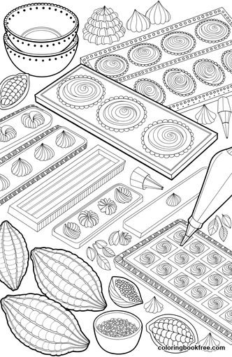Chocolate atelier, a free Food coloring page for Adults