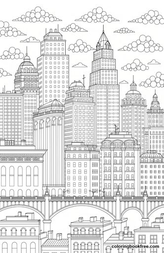City skyline, a free Other coloring page for Adults
