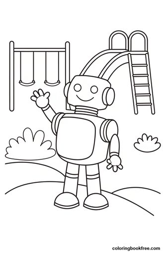 Robot friend, a free Stories coloring page for Kids