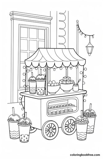 Boba cart, a free Food coloring page for Teens