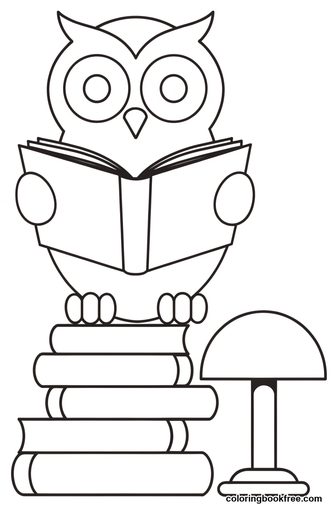Owl library, a free Animals coloring page for Kids