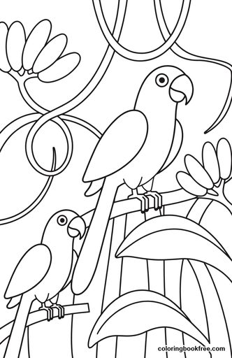 Parrot jungle, a free Animals coloring page for Kids