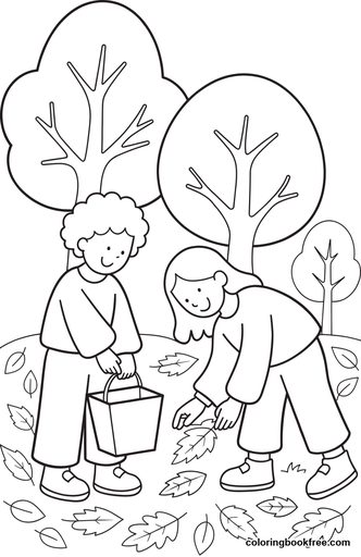 Autumn park, a free Nature coloring page for Kids