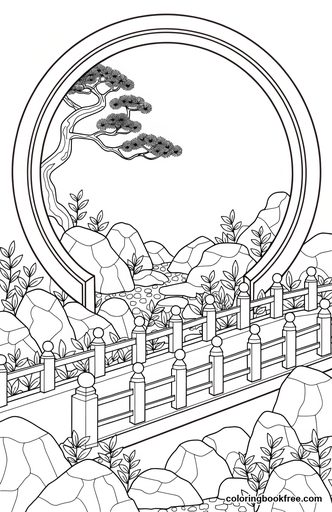 Moon gate, a free Nature coloring page for Adults