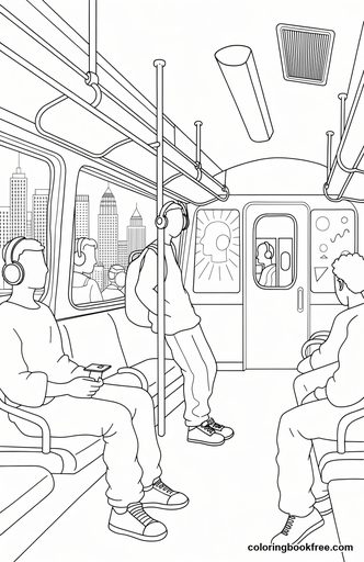 Subway ride, a free People coloring page for Teens