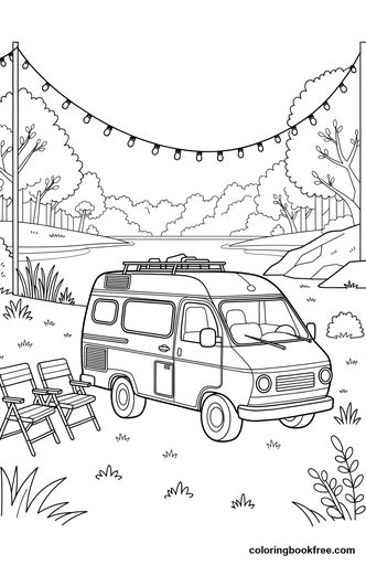 Camper van, a free Vehicles coloring page for Teens
