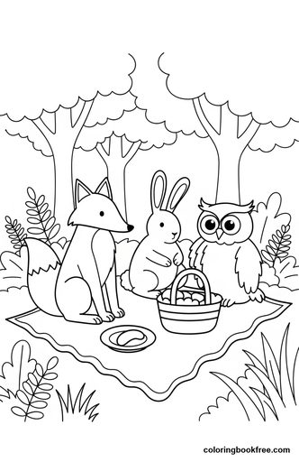 Forest picnic, a free Animals coloring page for Kids