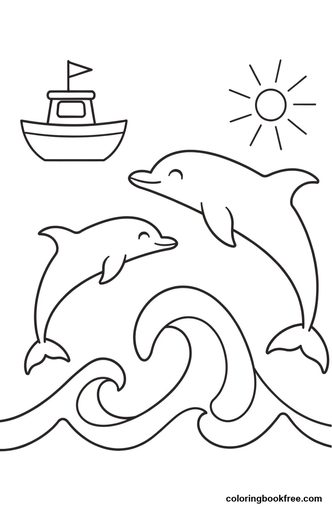 Jumping dolphins, a free Animals coloring page for Kids