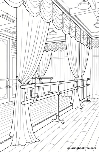Ballet rehearsal, a free People coloring page for Adults