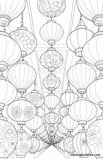 Paper lanterns, a free Other coloring page for Adults