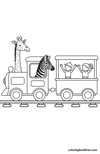 Zoo train, a free Vehicles coloring page for Kids