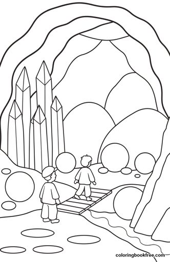 Crystal cave, a free Stories coloring page for Kids