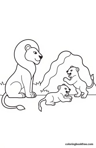 Lion cubs, a free Animals coloring page for Kids