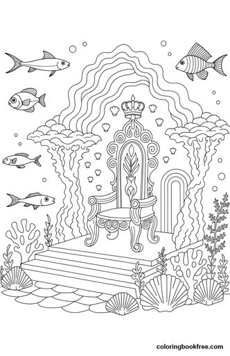 Undersea palace, a free Stories coloring page for Adults