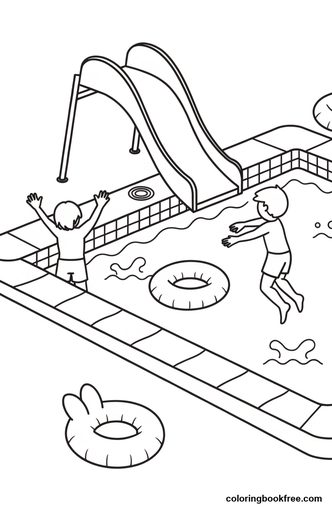 Swimming pool, a free People coloring page for Kids