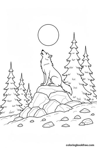 Forest wolf, a free Animals coloring page for Teens