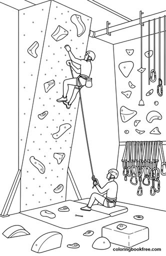 Climbing wall, a free People coloring page for Teens