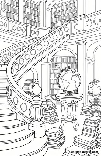 Grand library, a free People coloring page for Adults