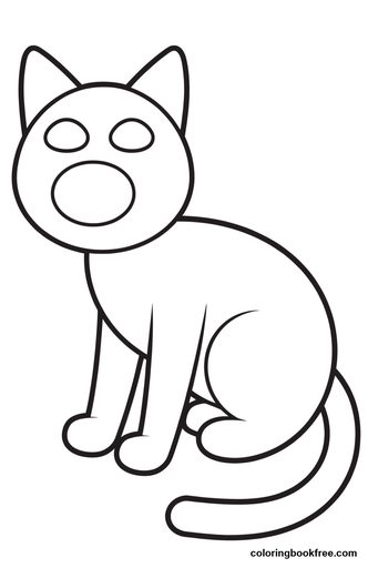 Sitting cat, a free Animals coloring page for Toddler