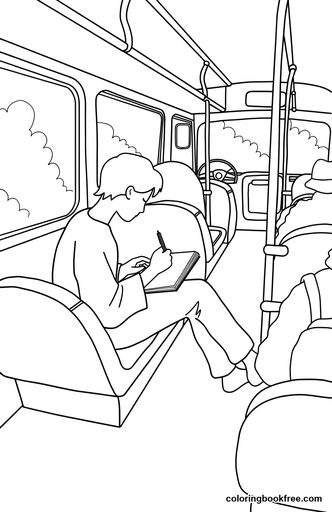 Night bus, a free Vehicles coloring page for Teens