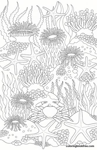 Tide pool, a free Nature coloring page for Adults