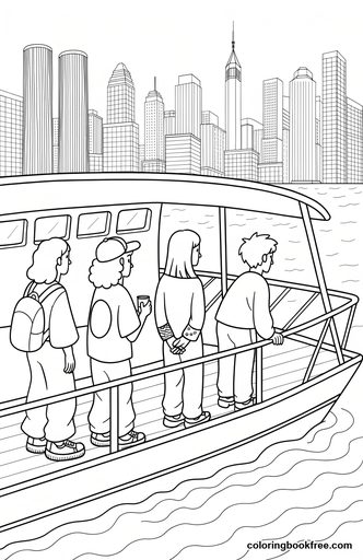 Ferry deck, a free Vehicles coloring page for Teens
