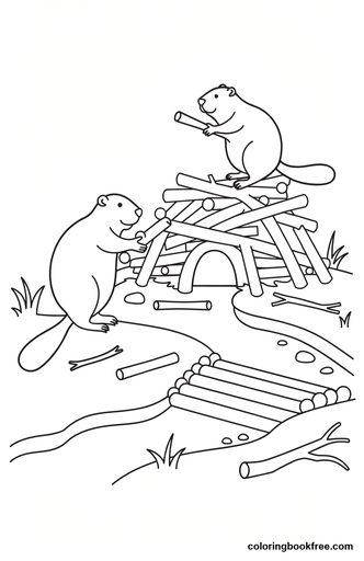 Beaver lodge, a free Animals coloring page for Kids