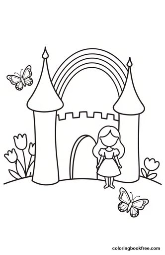 Princess castle, a free Stories coloring page for Kids