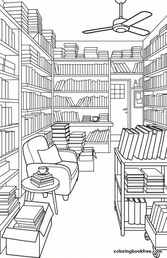 Used bookstore, a free People coloring page for Teens