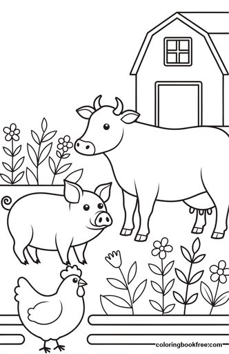 Farm animals, a free Animals coloring page for Kids