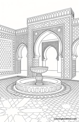 Zellige courtyard, a free Other coloring page for Adults