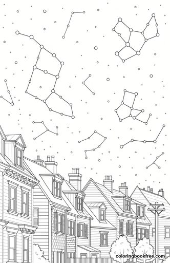 Starry night, a free Nature coloring page for Adults