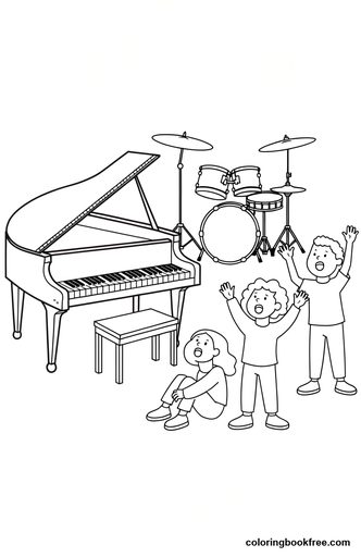 Music classroom, a free People coloring page for Kids