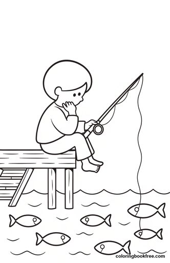 Fishing dock, a free Animals coloring page for Kids