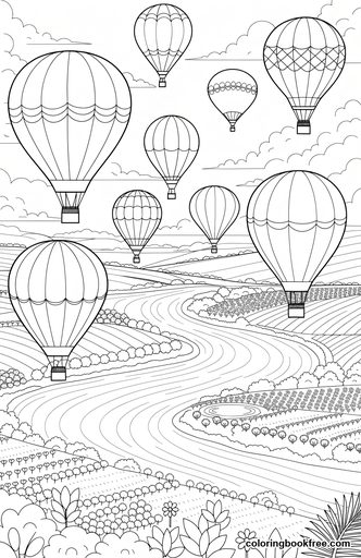 Balloon regatta, a free Vehicles coloring page for Adults
