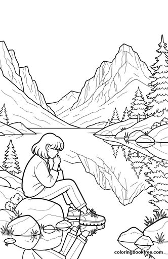 Mirror lake, a free Stories coloring page for Teens