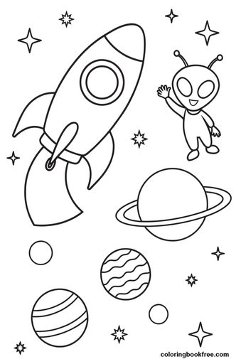 Space rocket, a free Vehicles coloring page for Kids