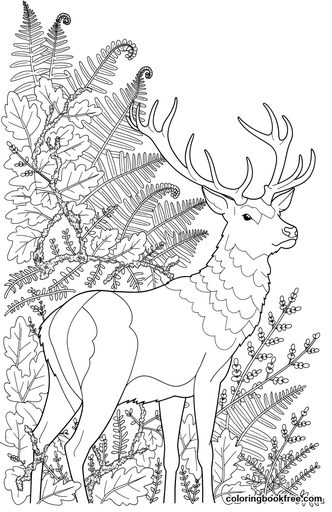 Stag thicket, a free Animals coloring page for Adults
