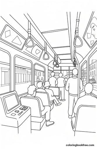 Night tram, a free Vehicles coloring page for Teens