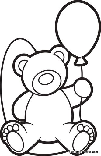 Balloon teddy, a free Animals coloring page for Toddler