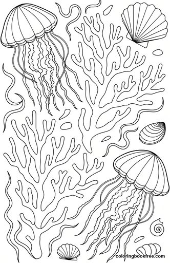 Ocean life, a free Nature coloring page for Adults