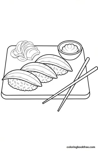 Sushi board, a free Food coloring page for Teens
