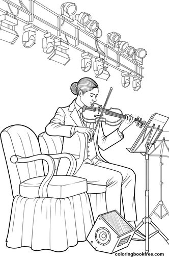 Violin solo, a free People coloring page for Adults