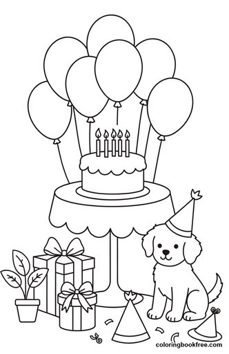 Birthday party, a free Food coloring page for Kids