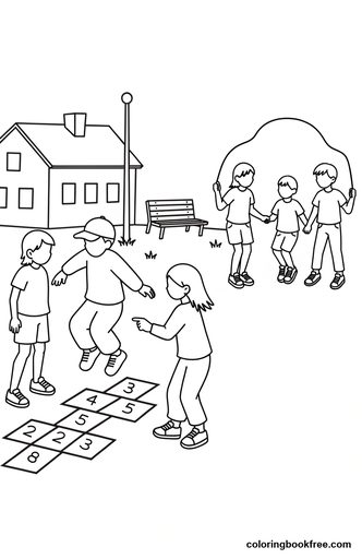 Schoolyard, a free People coloring page for Kids