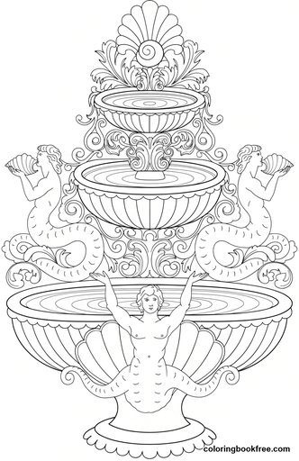 Baroque fountain, a free Other coloring page for Adults