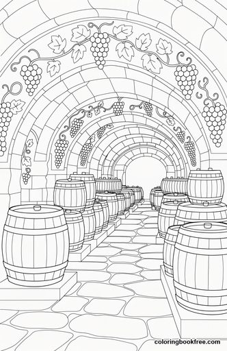 Wine cellar, a free Food coloring page for Adults